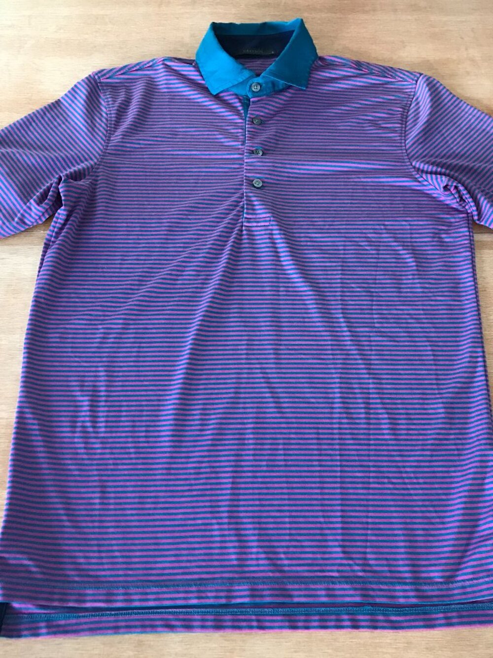Greyson Sahalee Performance Polo Shirt Men S Purple Blue Striped Athleisure Golf
